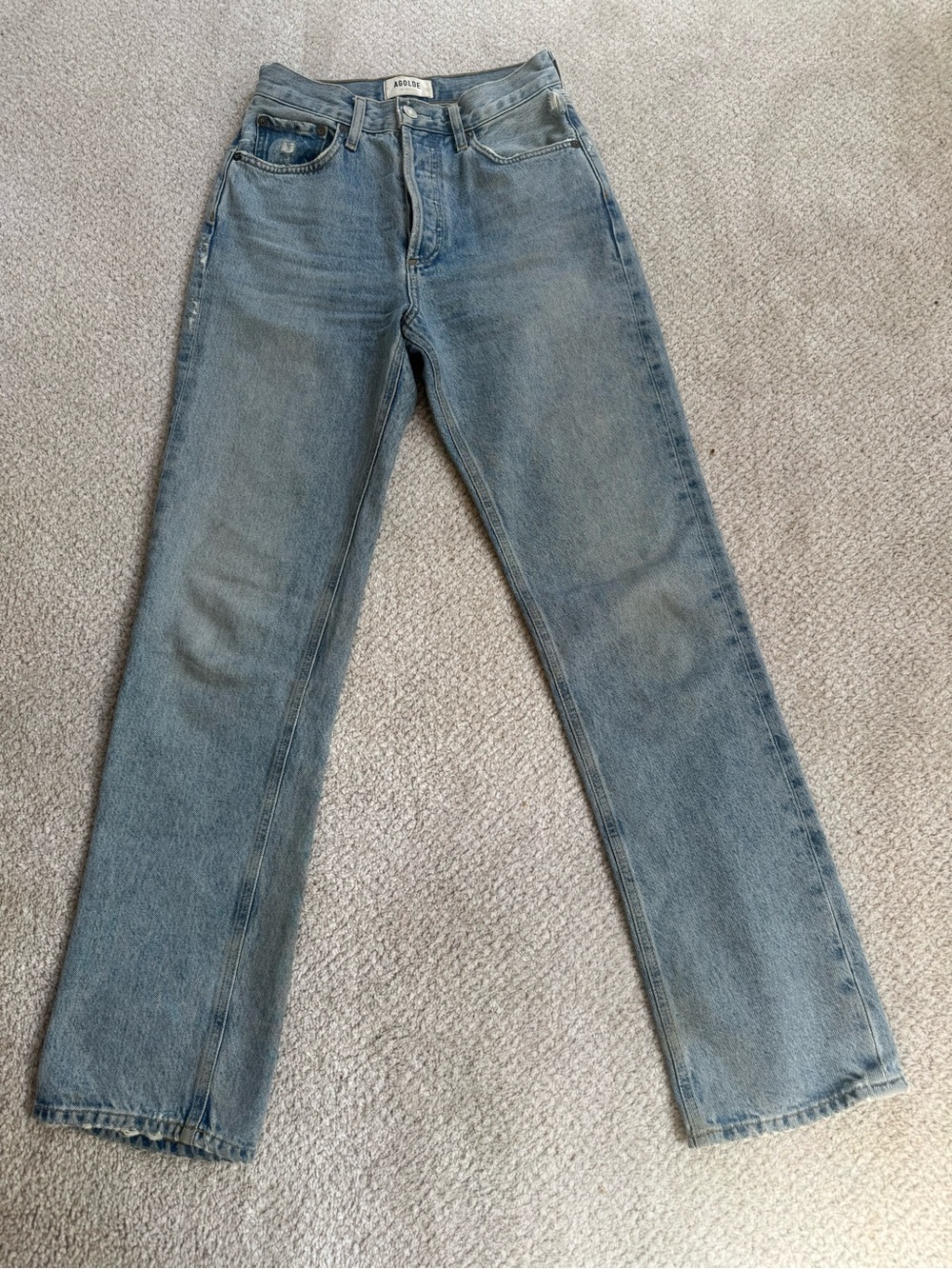 Agolde Straight Leg Lana Jeans in Faded Blue Denim